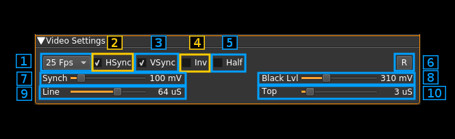 ATV Demodulator plugin GUI Video settings