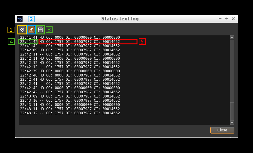 DSD Demodulator status text log GUI