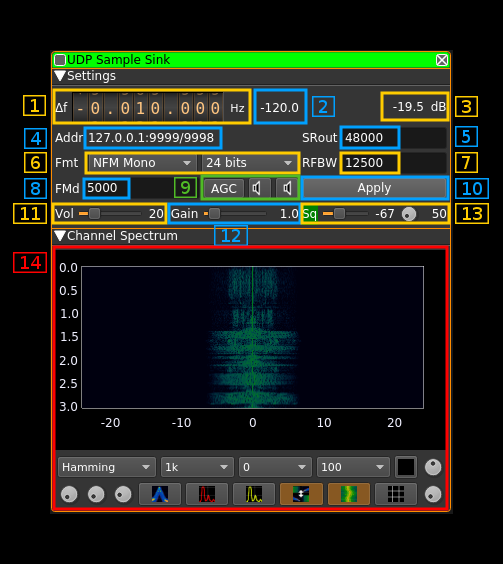 UDP Sink plugin GUI