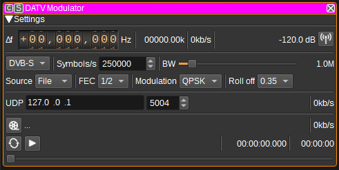 DATV Modulator plugin GUI