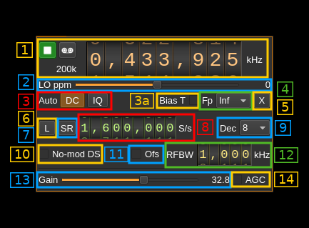 RTLSDR input plugin GUI