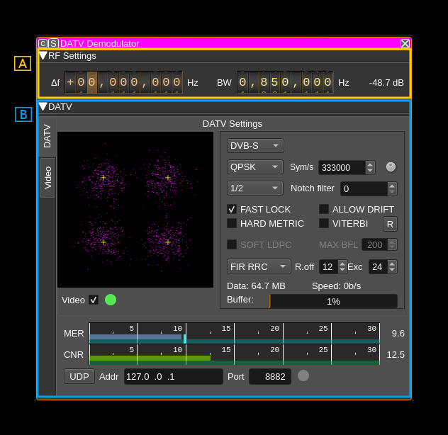 DATV Demodulator plugin GUI