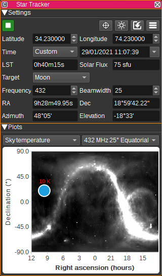 Star Tracker feature plugin GUI