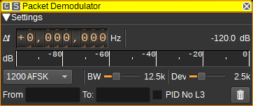 Packet Demodulator plugin GUI