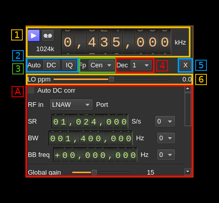 SoapySDR input plugin GUI