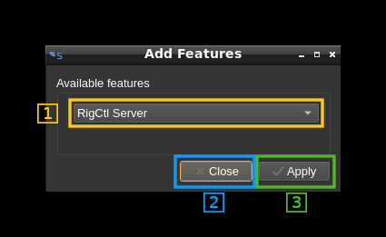 Features add dialog