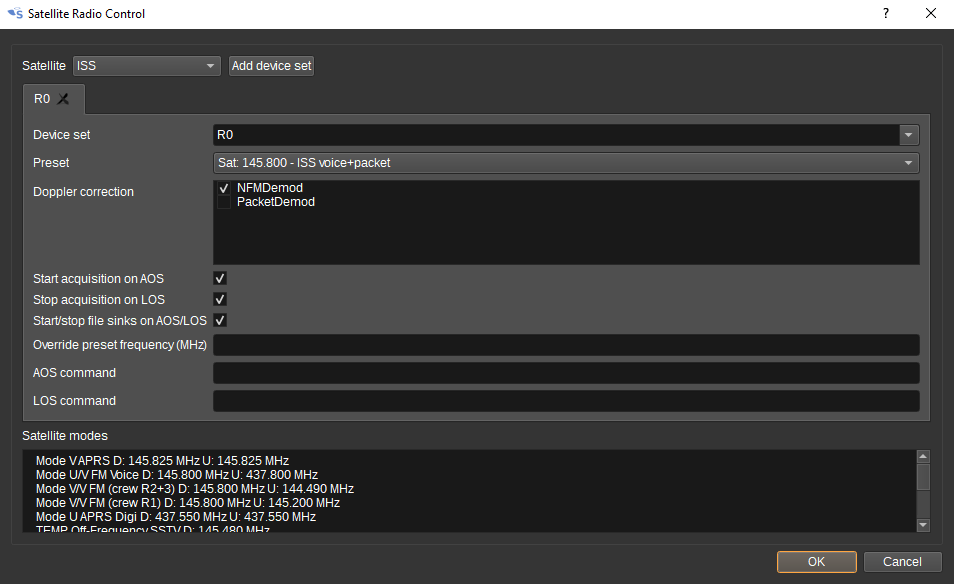 SDRangel Control dialog