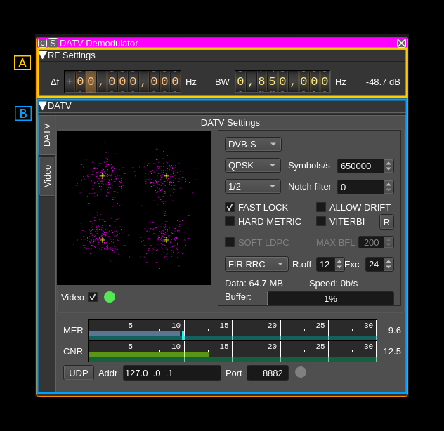 DATV Demodulator plugin GUI