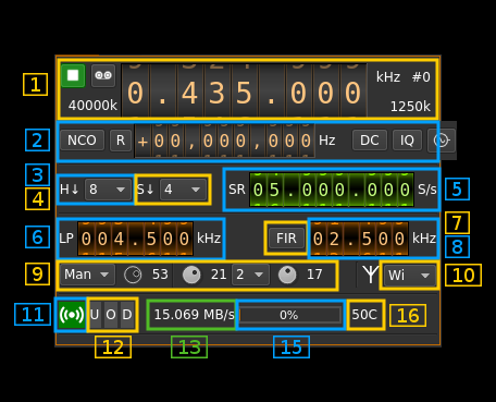 LimeSDR input plugin GUI