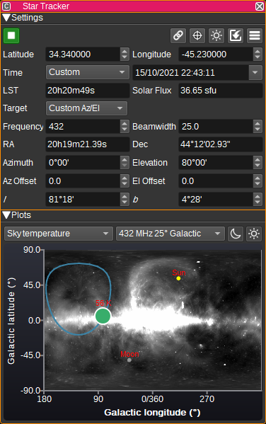 Star Tracker feature plugin GUI