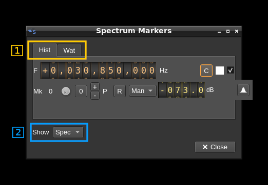 Spectrum Markers dialog