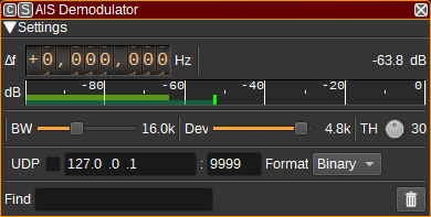 AIS Demodulator plugin GUI