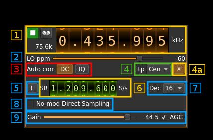 RTLSDR input plugin GUI