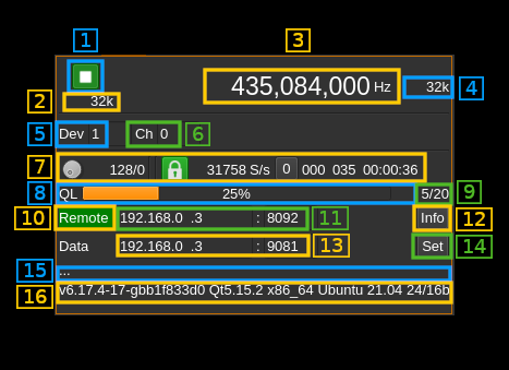 SDR Remote output plugin GUI