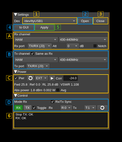 LimeRFE controller GUI