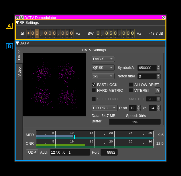 DATV Demodulator plugin GUI