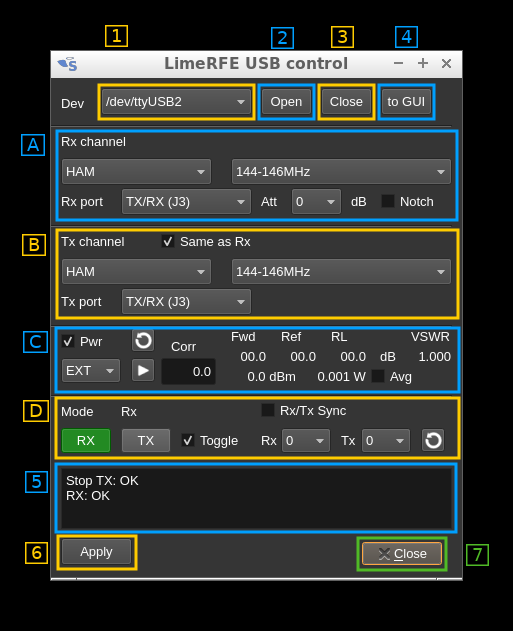 LimeRFE USB dialog