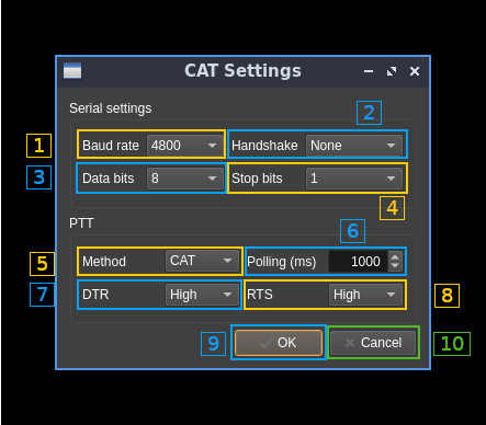 Audio CAT settings GUI