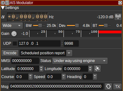 AIS Modulator plugin GUI