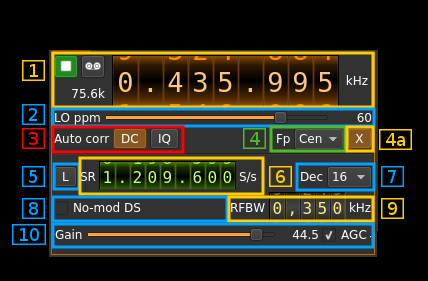 RTLSDR input plugin GUI