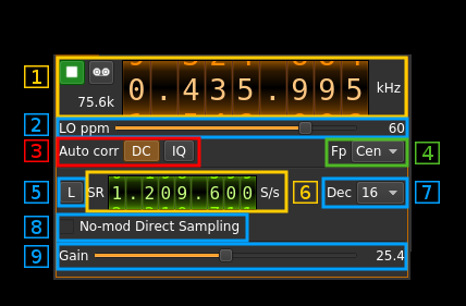 RTLSDR input plugin GUI