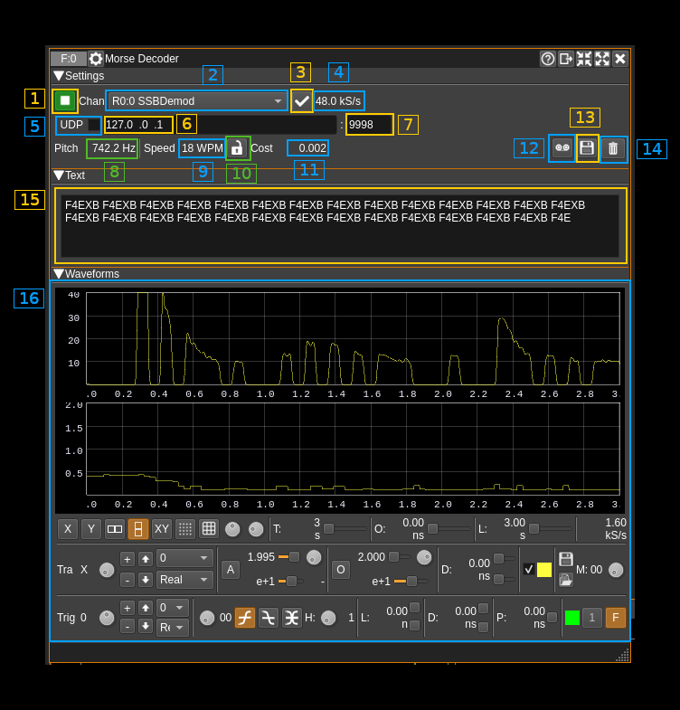 Morse decoder plugin GUI