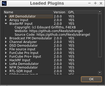 Main Window loaded plugins