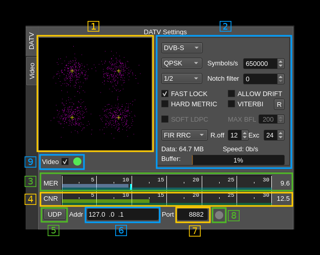 DATV Demodulator plugin DATV GUI