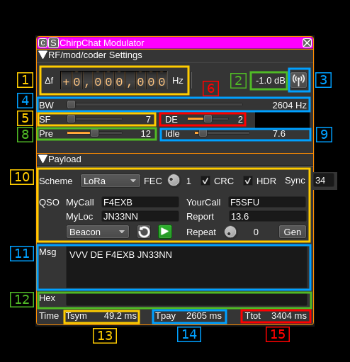 ChirpChat Modulator plugin GUI