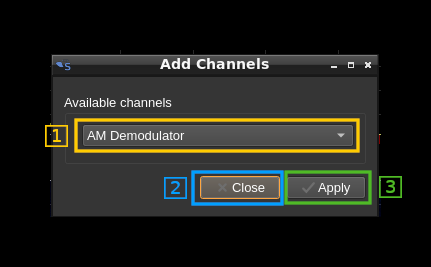 Add channels dialog