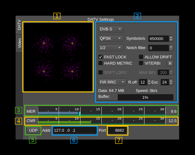 DATV Demodulator plugin DATV GUI