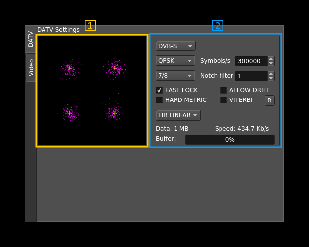 DATV Demodulator plugin DATV GUI