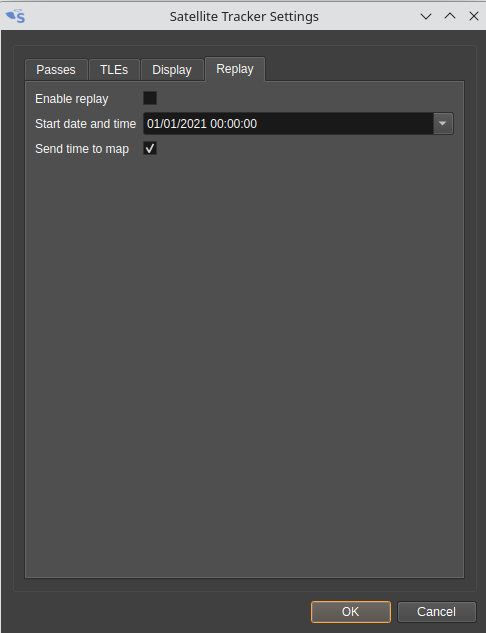 Satellite tracker settings dialog