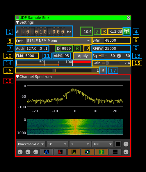 UDP Sink plugin GUI