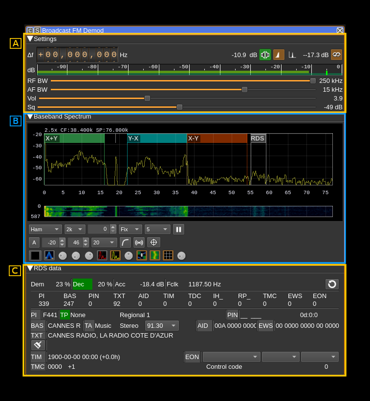 BFM Demodulator plugin GUI