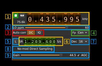 RTLSDR input plugin GUI