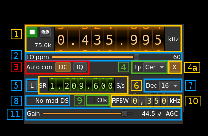 RTLSDR input plugin GUI