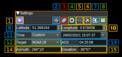 Satellite Tracker settings