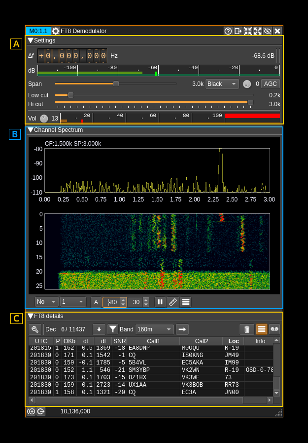 FT8 Demodulator plugin GUI