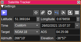 Satellite Tracker settings