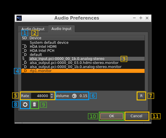 Audio input preferences