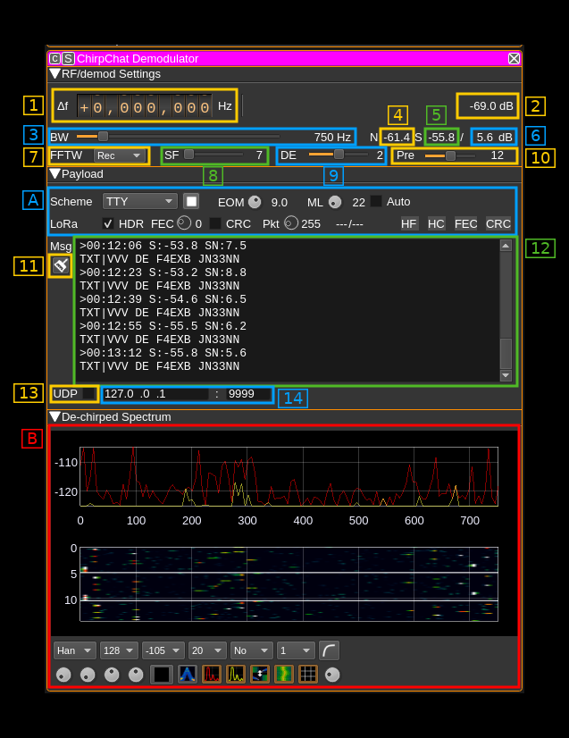 ChirpChat Demodulator plugin GUI