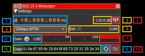 802.15.4 Modulator plugin GUI