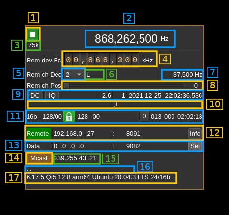 SDR Remote input plugin GUI