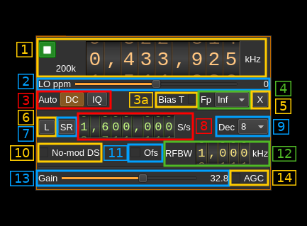 RTLSDR input plugin GUI