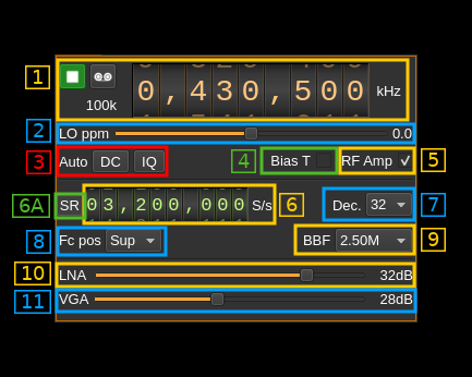 HackRF input plugin GUI