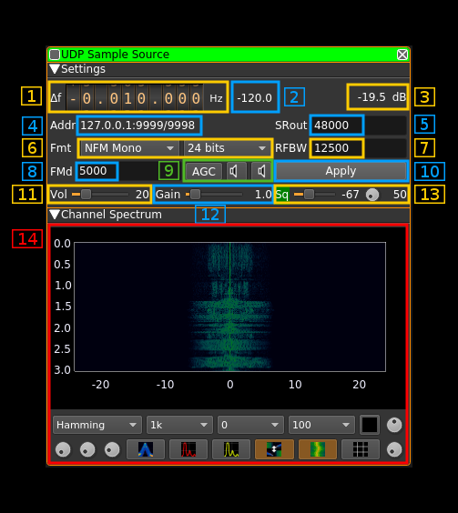 UDP Sink plugin GUI