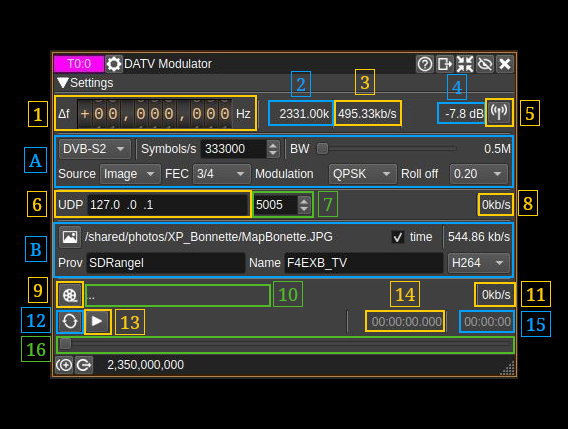 DATV Modulator plugin GUI