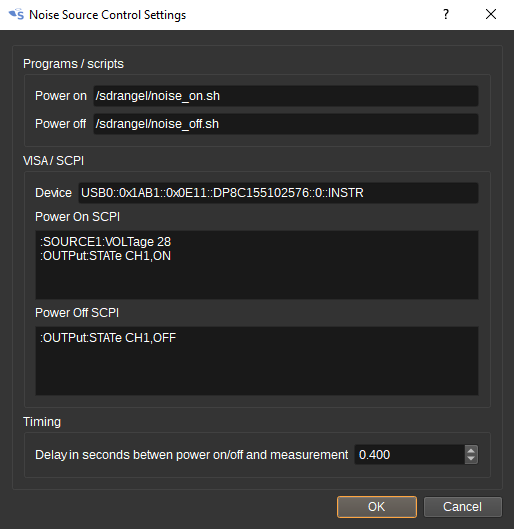 Noise source control dialog