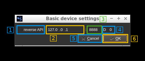 Basic device settings dialog